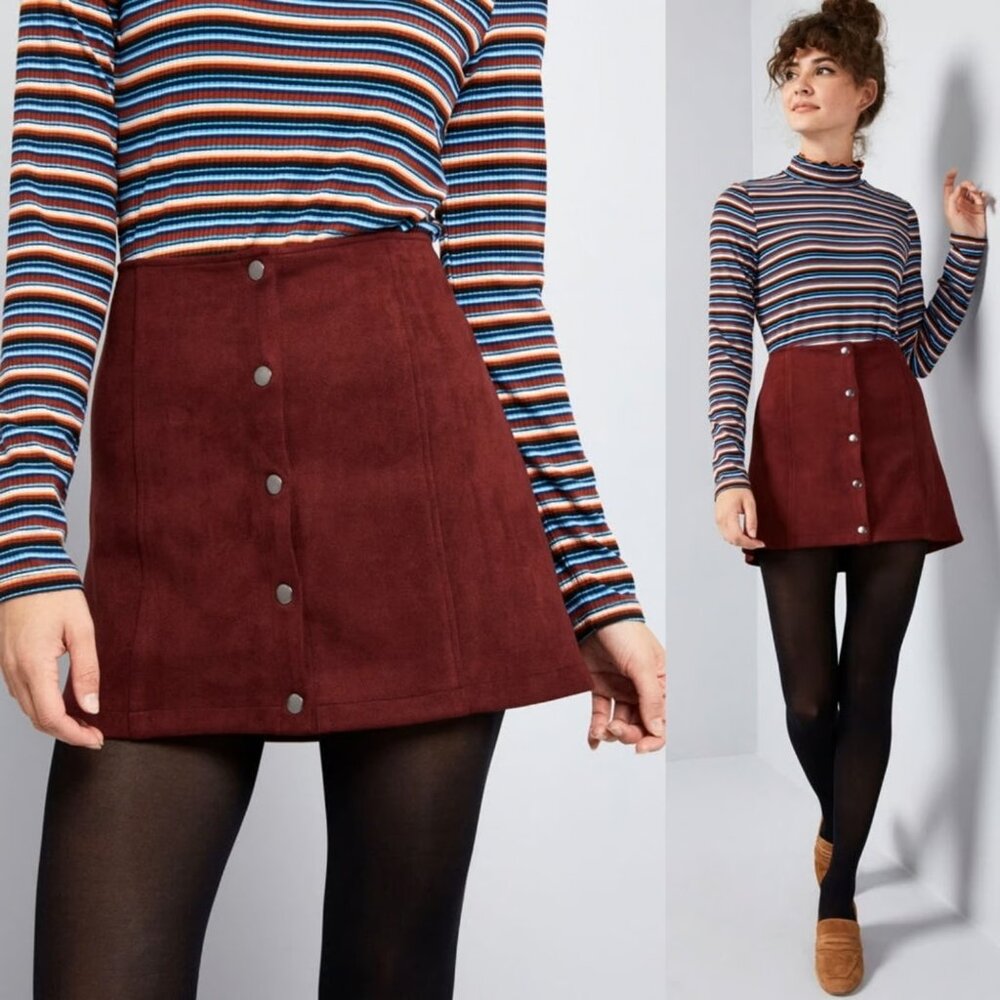 ModCloth Snappy and You Know It Mini Skirt